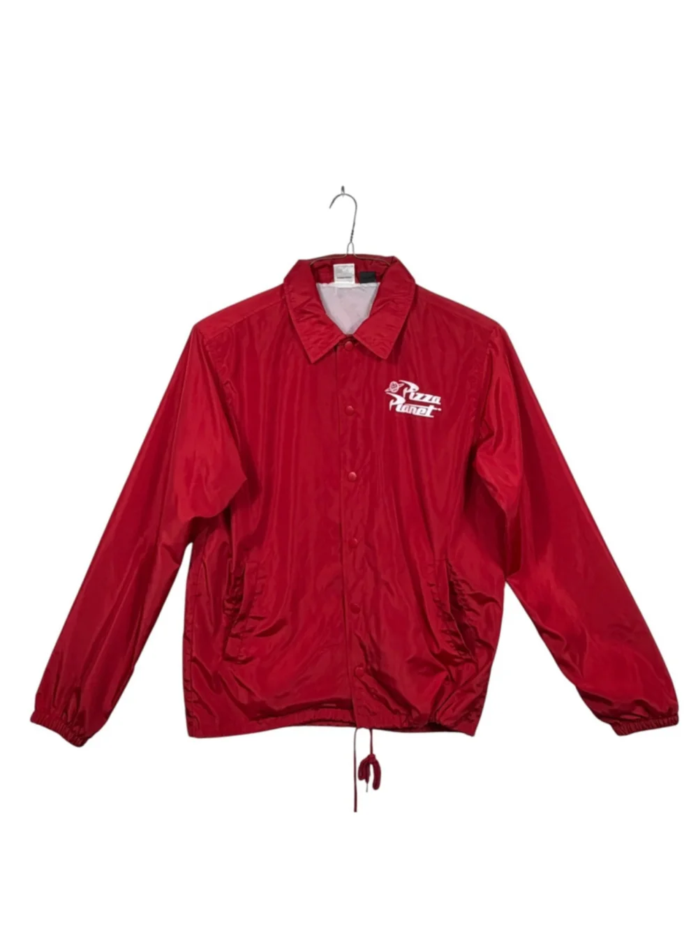 Disney Pixar Toy Story Pizza Planet Coaches Jacket Red Windbreaker Mens Small